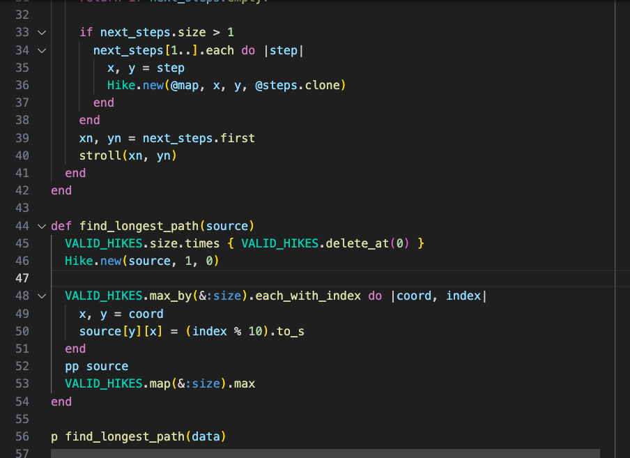 Screenshot of some Ruby code